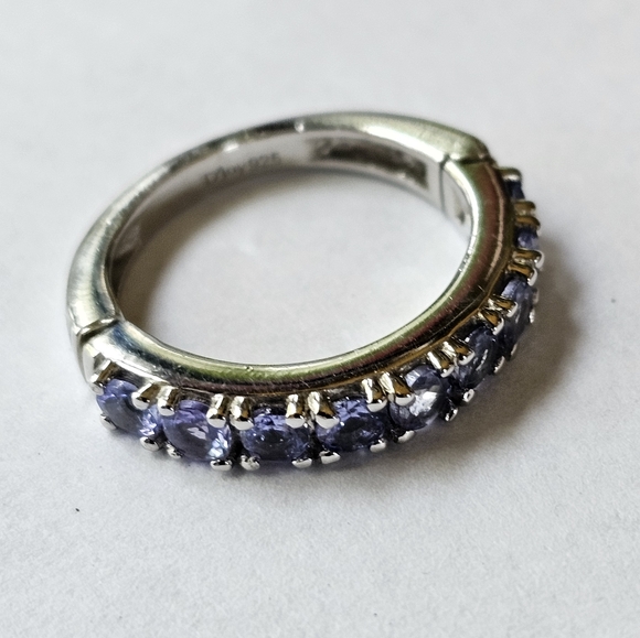 Genuine Tanzanite Ring Platinum over Sterling Silver Sz 5!  Arthritis Shank - Picture 9 of 11